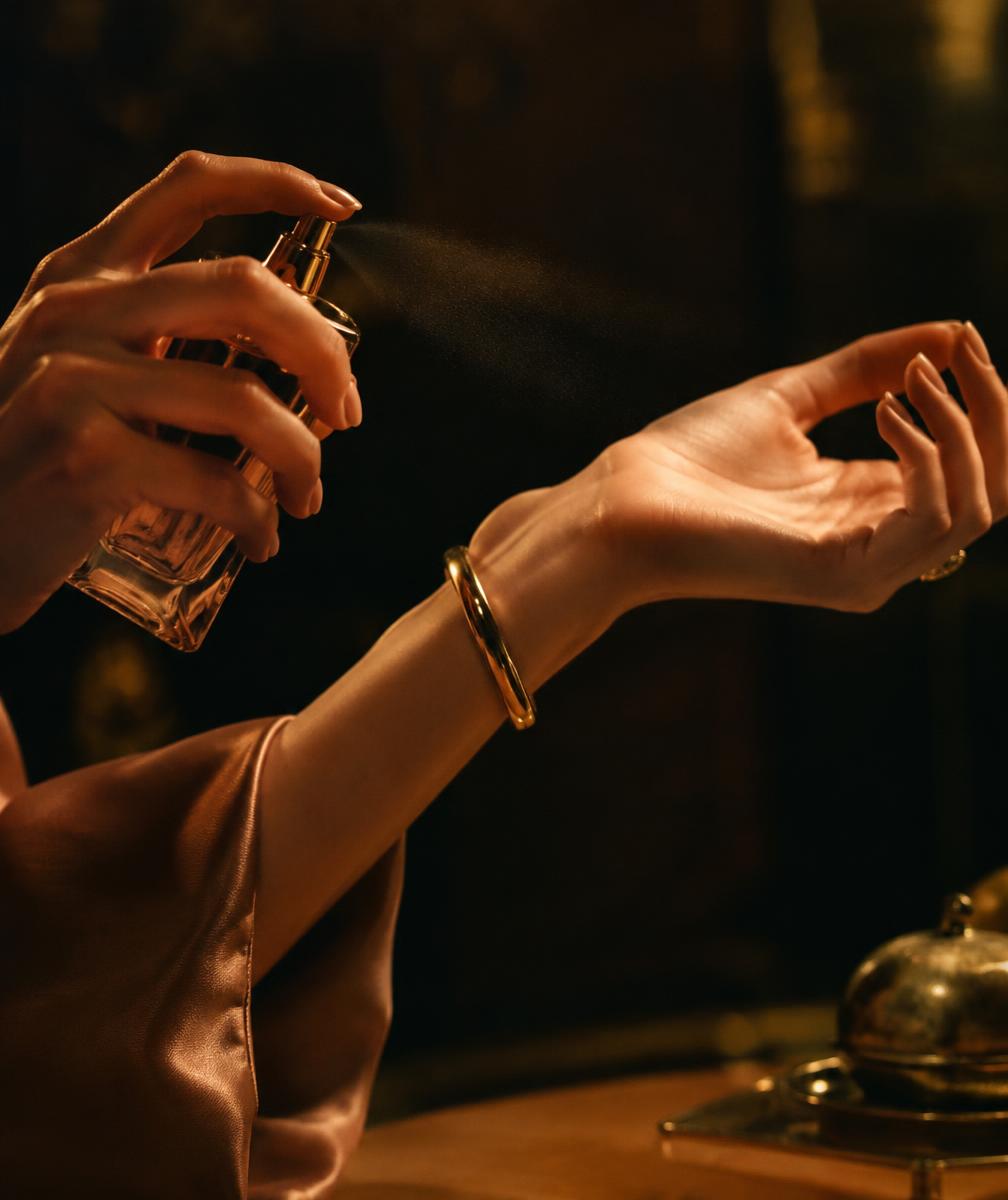 Perfume being applied to the wrist